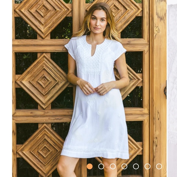 ROLLER RABBIT Faith Dress! Classic White Cotton Embroidered Shift Dress! Large - Picture 2 of 16